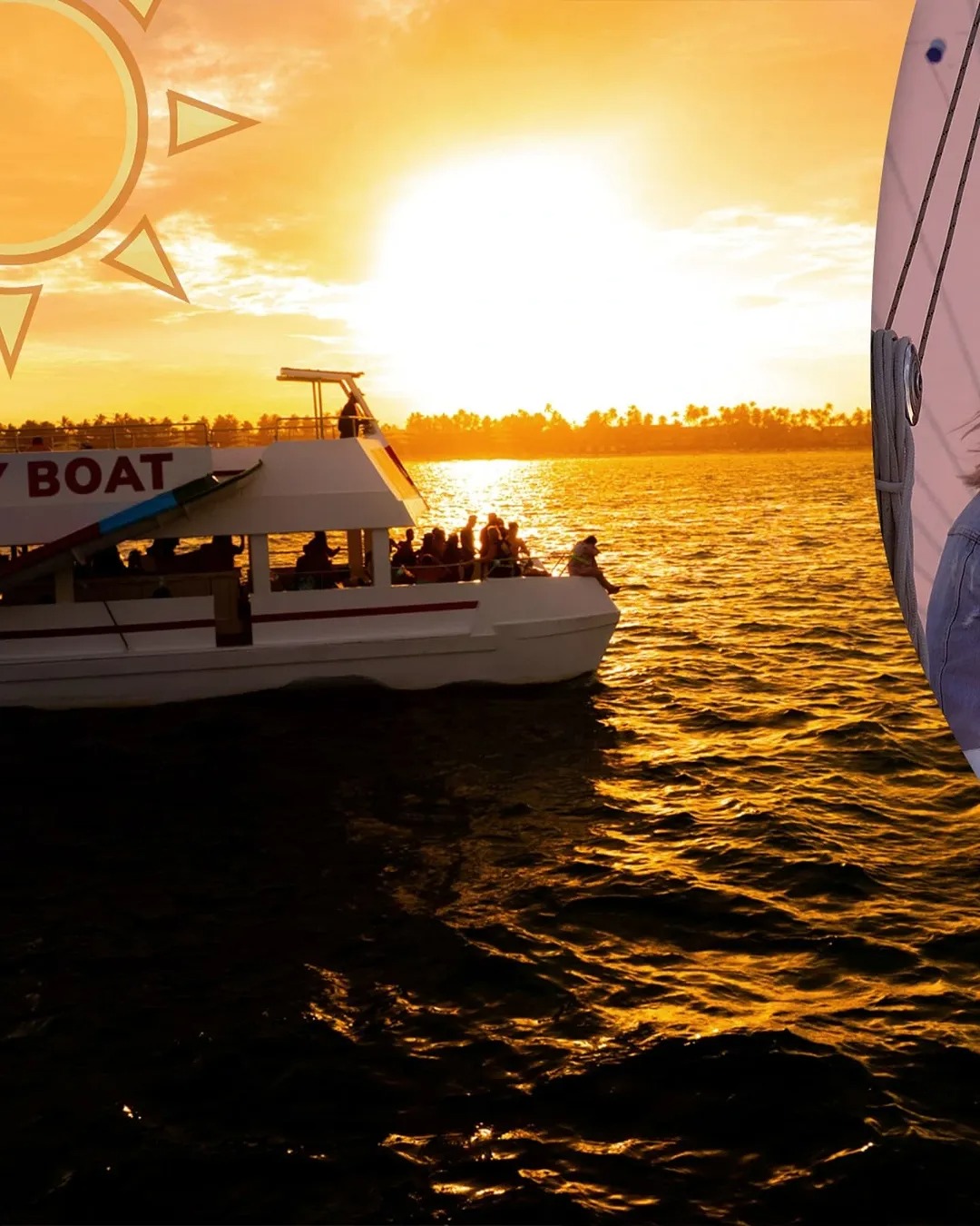 Pôr do sol visto do catamarã em Punta Cana